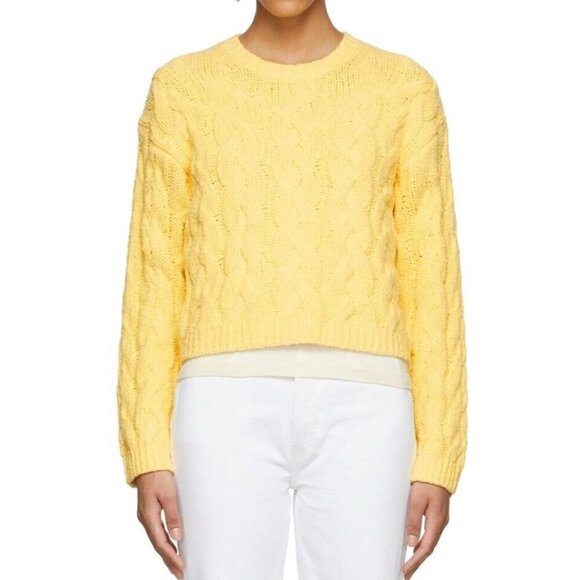 Re/Done Sz XS Yellow 50s Crewneck Cable Knit Sweater - Picture 1 of 10
